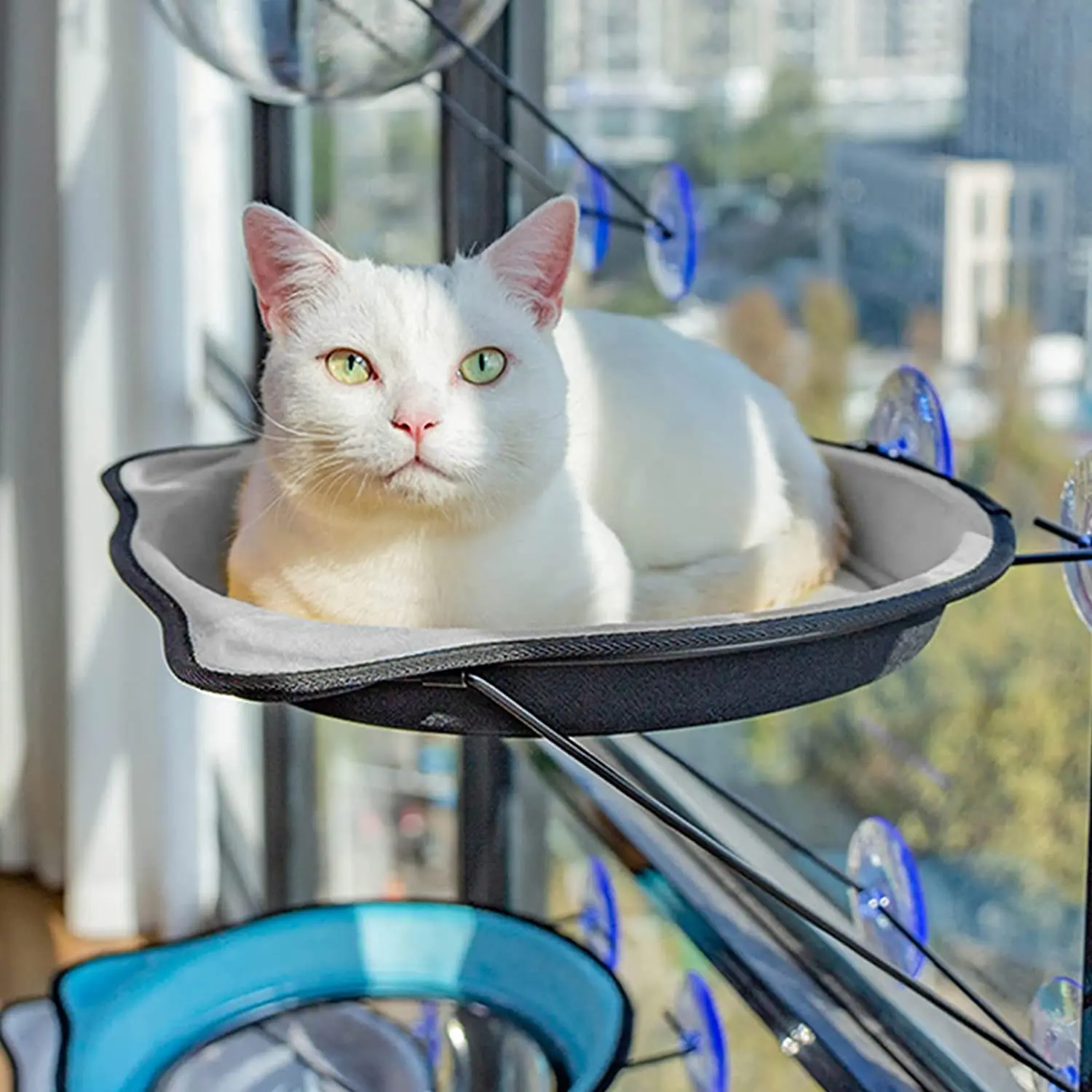 

Cat Bed Window Mounted Cat Hammock Bed Pet Seat Super Suction Cup Hanging Lounger Soft Warm Bed for Cats Small Dogs Rabbits