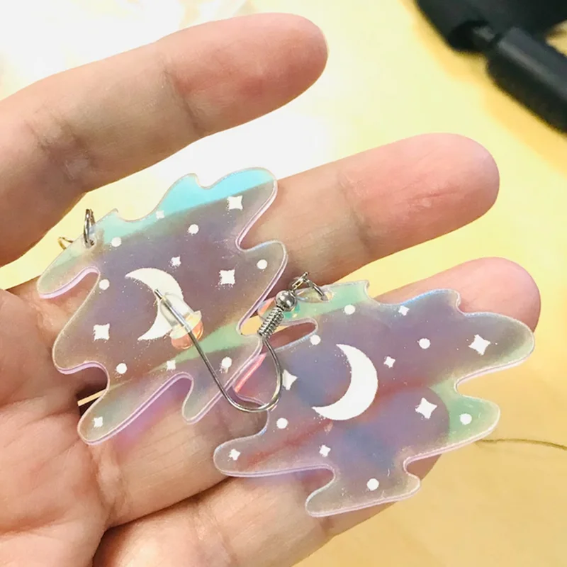 1 пара сережек в виде звезд и Луны с облаками звездами очаровательные Акриловые