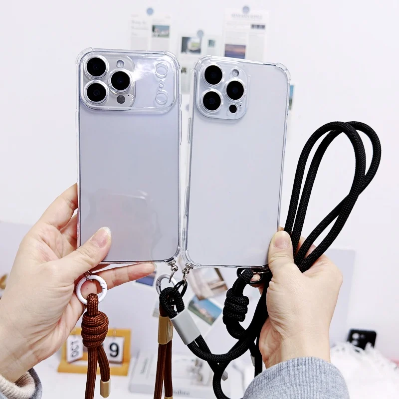 Модный чехол с ремешком для Samsung Galaxy S25 FE S26 S24 Ultra S21 S22 S23 Plus A17, мягкий противоударный прозрачный чехол с ремешком через плечо (art.: 3920d39e2963e) - 3920d39e2963e