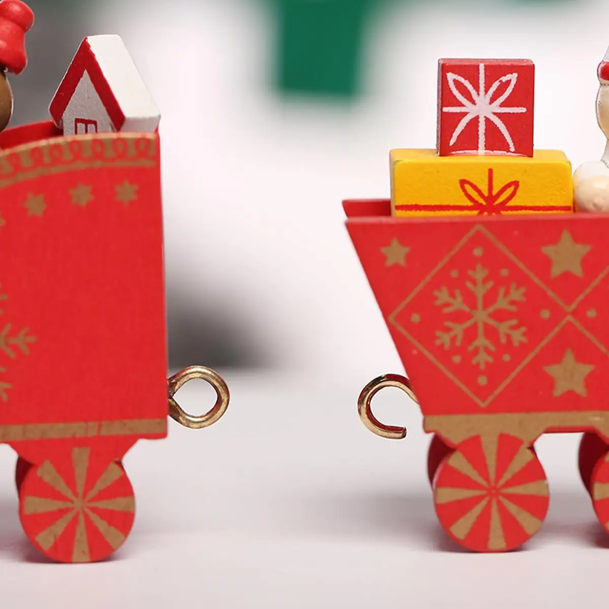 

White Train Ornament Green Tabletop Train Toy Wooden 20*6*3cm Color Decoration For Christmas Optional Ornament