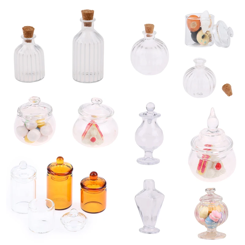 

1 шт. 1:12 миниатюрный стеклянный кукольный домик, банка для конфет, винтажная полосатая банка, модель бутылки для конфет, игрушки, мебель, кукольный домик, декоративные аксессуары