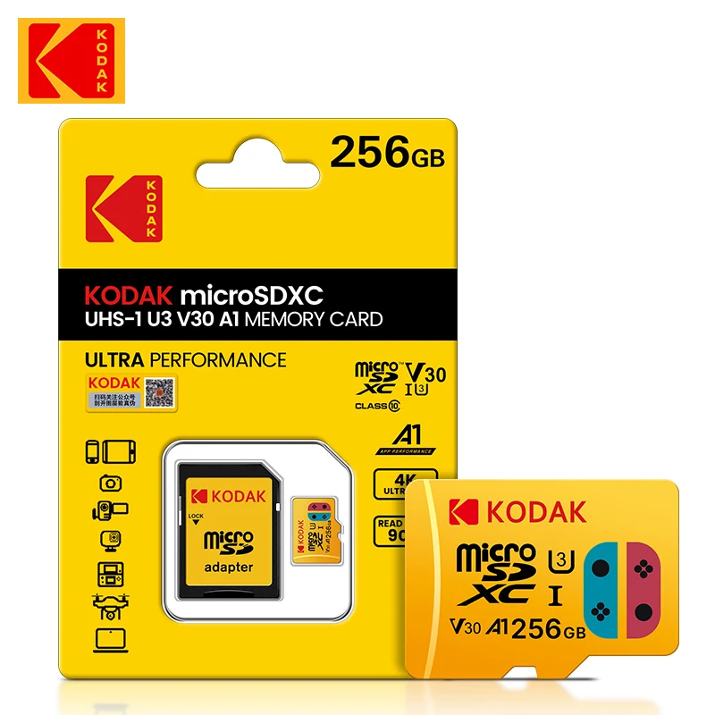 

KODAK Ultra Micro SD Card 128GB 256GB V30 UHS-1 U3 Memory Cards 64GB Class 10 Mini Flash Card 512gb microsd for Phone Camera