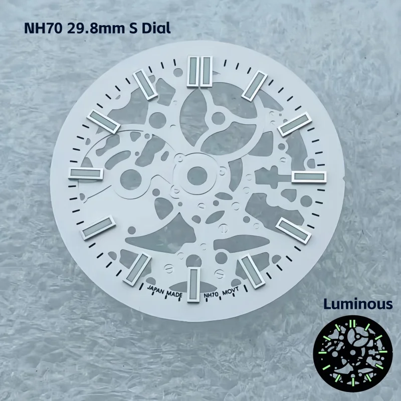 Фото NH70 29,8 мм Nautilus Skeleton Dial с логотипом S, ночное свечение для калибра NH70/NH38, аксессуары для модификации часов №2