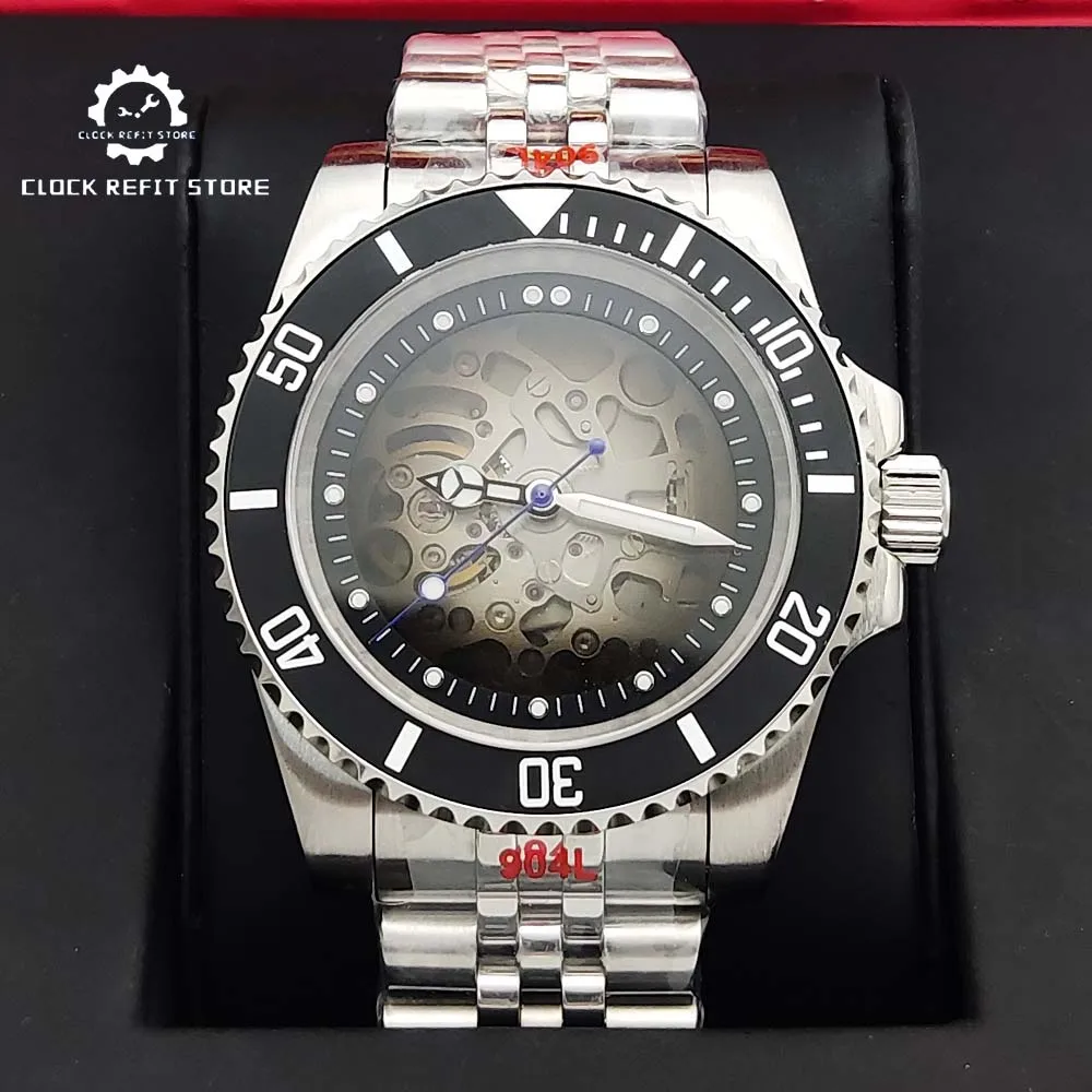 Мужские автоматические механические часы водонепроницаемые с сапфировым