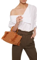 bohemian tassel straw bag designer handbags boho woven beach bags for women acrylic round handle shoulder crossbody bag clutch