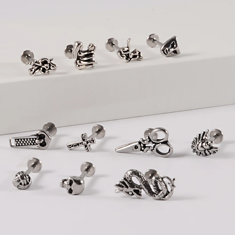 Серьги-шпильки для губ из хирургической стали в стиле панк/готика ювелирные