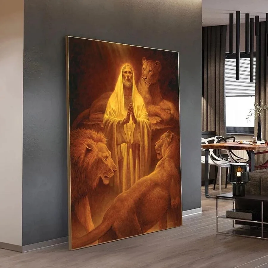 

Набор для алмазной вышивки крестиком, картина 5D с изображением Иисуса и Льва, мозаика с мотивом животных, домашний декор для стен