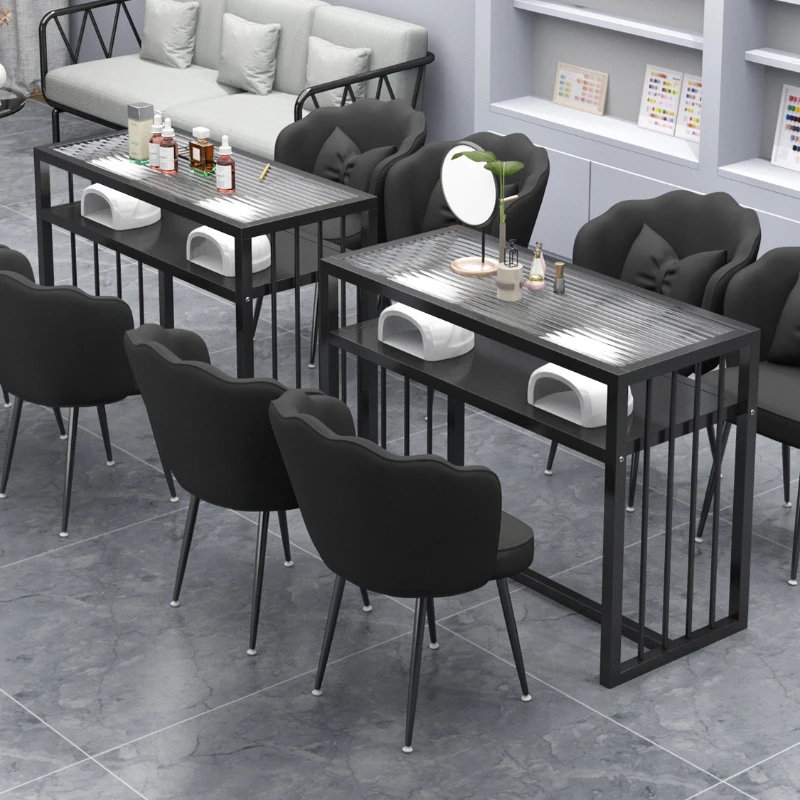 Дизайнерские столы для ногтей в скандинавском стиле стеклянные простые салонные