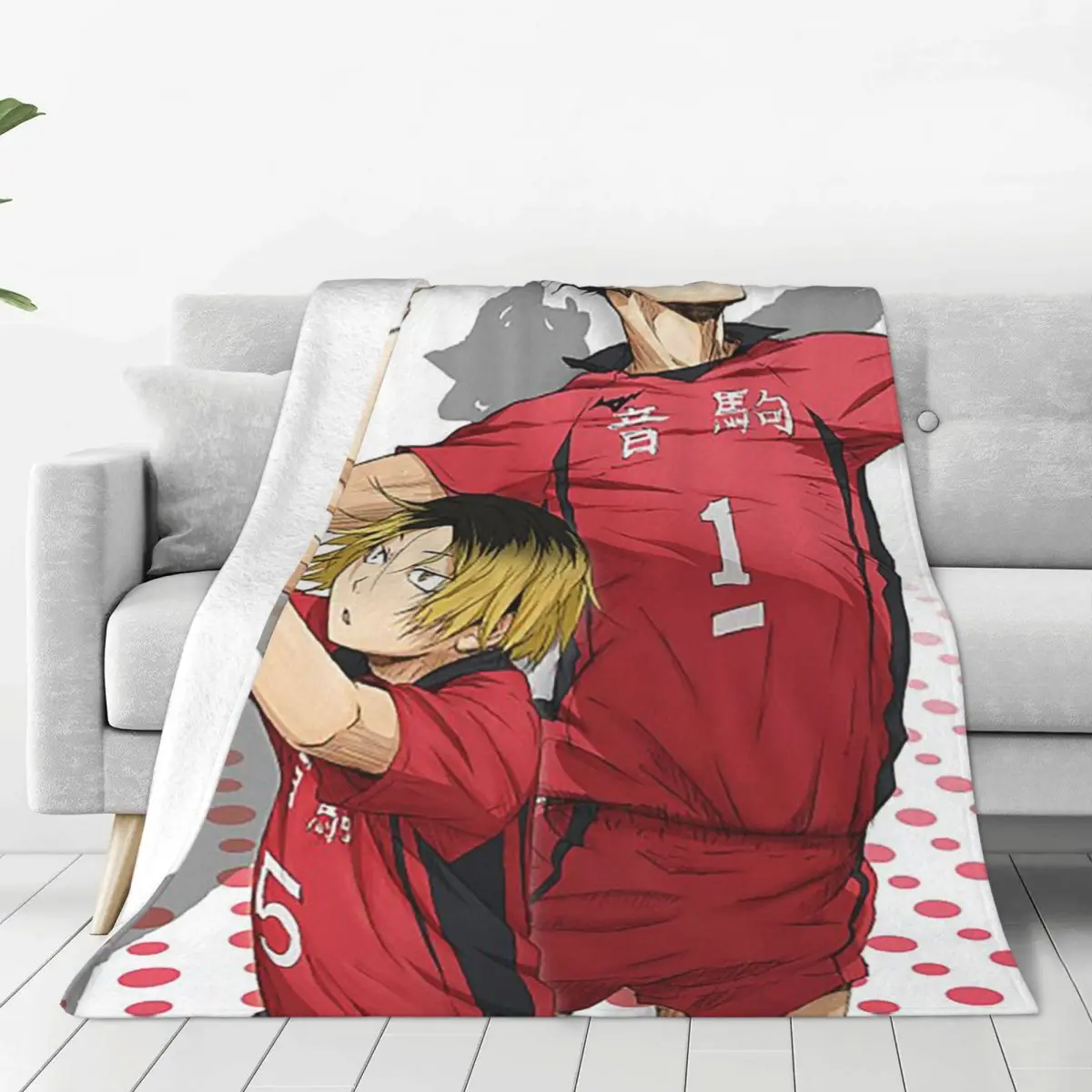 

Kuroo Tetsurou Knitted Blanket Haikyuu Japanese Anime Volleyball Flannel Throw Blanket Personalised Ultra-Soft Warm Bedspreads