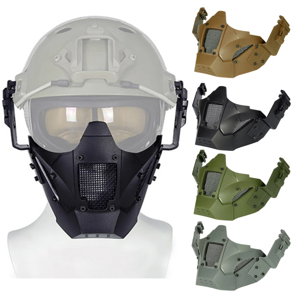 

Outdoor Hunting Protective Headgear Adjustable Elastic Strap Military Tactical Face Mask Detachable Airsoft Paintball Masks