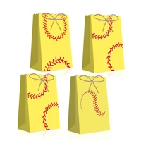 lc003 12pcs cool sports baseball kraft paper bags wedding birthday home party packaging gifts candy bread baking takeaway bag