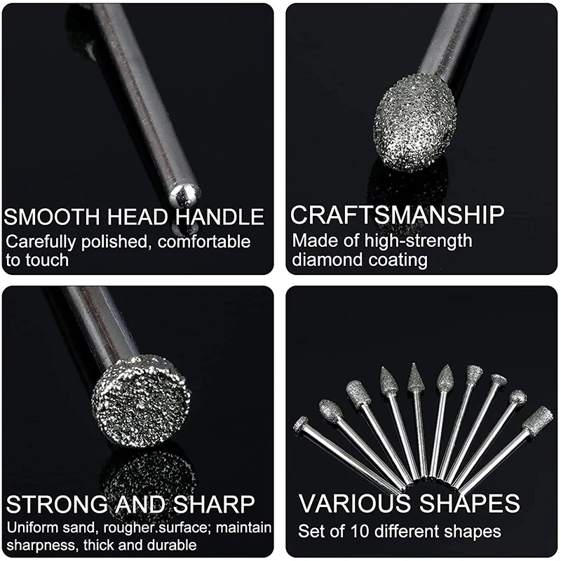 Набор алмазных насадок 20 шт. абразивные роторные шлифовальные сверла с алмазным