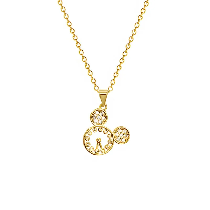 

Sweet Cute Hollow Mouse Head Animal Zircon Chain Pendant Necklace Nimble Mother's Day Woman Wedding Family Friend Jewelry