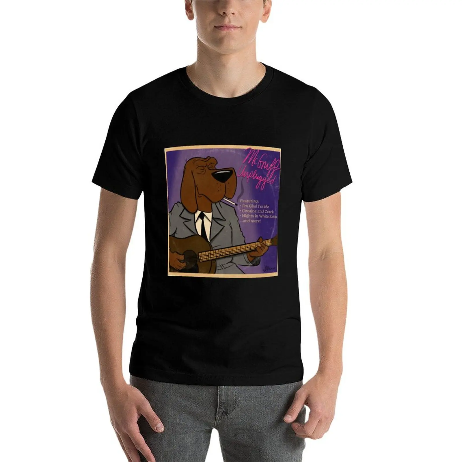 Фото Футболка McGruff Unplugged, мужские футболки, хлопковая футболка с рисунком аниме, мужские хлопковые футболки, 100% хлопковая футболка №3