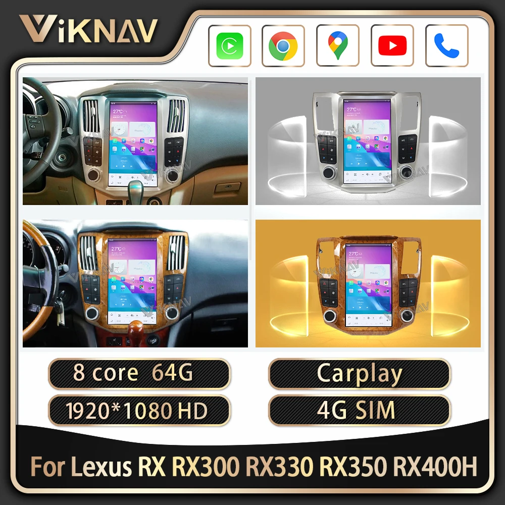 Android 10.0 Car Radio For Lexus RX RX300 RX330 RX350 RX400H 2004-2008 Auto Stereo Receiver Multimedia Player Tape Recorder