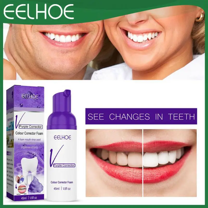 

Teeth Cleansing Stains Removes Breath Freshen Teeth Whitening Mousse Oral Hygiene Mousse Purple Foam Portable Travel Toothpaste