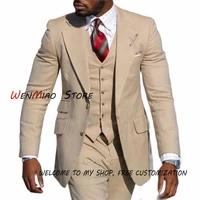 ivory daily mens suits slim fit business blazer wedding groom tuxedo banquet 3 piece set costume homme jacket vest pants
