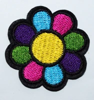1x flower power color hippie daisy applique iron on patch %e2%89%88 4 4 cm
