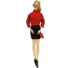 1 комплект, платье для куклы BJDBUS, красный теплый свитер, черная юбка, обувь на высоком каблуке, очки, сумочка, Одежда для куклы Барби, аксессуары, игрушки