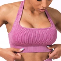 ribbed gathering i shaped yoga underwear gym squats shockproof comfortable workout tops sexy beautiful back sports bra ladies
