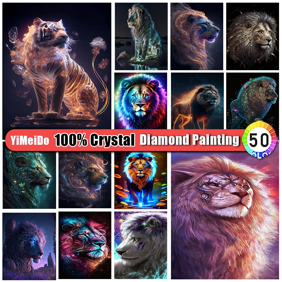 

YiMeiDo 100% Алмазная вышивка с кристаллами 5D DIY Алмазная картина льва Круглая Мозаика Набор для вышивки крестиком Новинка 2023