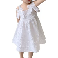 summer 2022 girl clothes kids clothes girls white sling dress bowknot decorative casual dress children dress