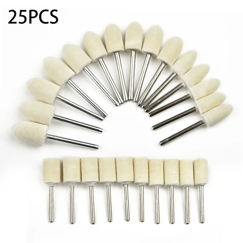 

25PCS 3mm Wool Polishing Brush Dremel Accessories Grinding Buffing Wheel Grinder Head Drill Rotary Tool Accessories Polishers