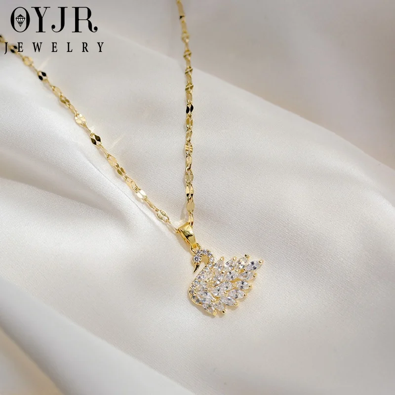 

OYJR Luxury Zircon Swan Necklace for Women Necklaces Pendants Korean Fashion Clavicle Chain Collares Para Mujer Colgantes Choker