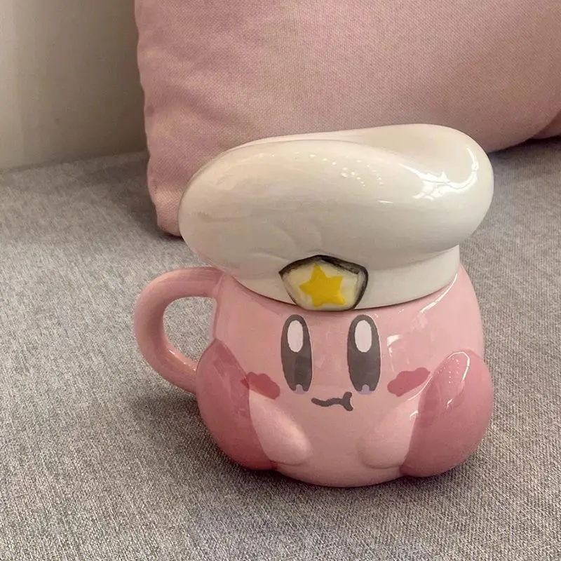 

Керамическая чашка Kirby, шапка шеф-повара, тёмно-синего цвета, мультяшная Милая кофейная кружка, подарок для девушек, милая чашка для напитков