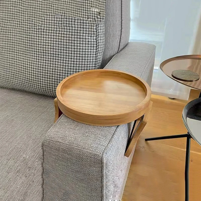 

Wooden Sofa Tray Table Sofa Armrest Clip-On Tray Home apartment Practical TV Snack Tray For Remote Control/Coffee/Snacks