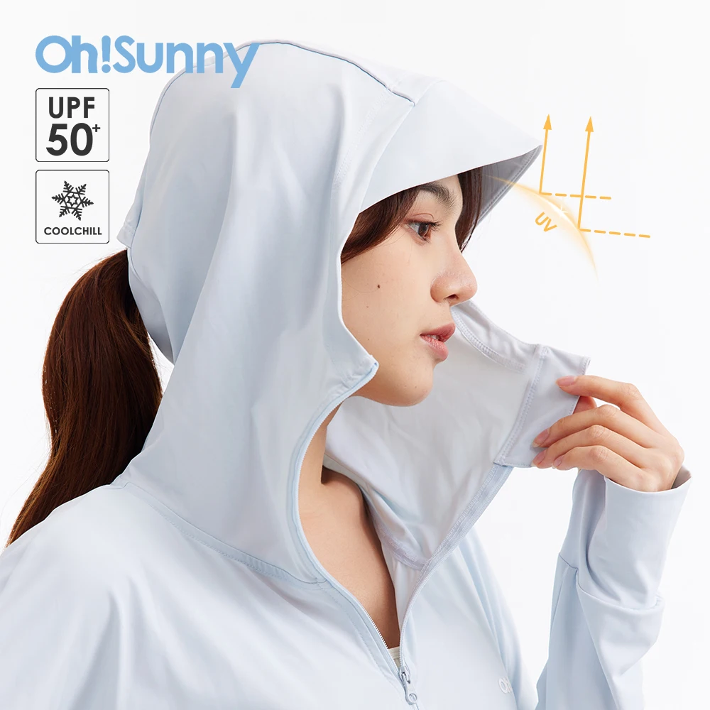 OhSunny Coolchill Sun Protection Clothing Women Spring Summer Sports Outdoor UV Protection UPF50+ Breathable Hooded Off-shoulder