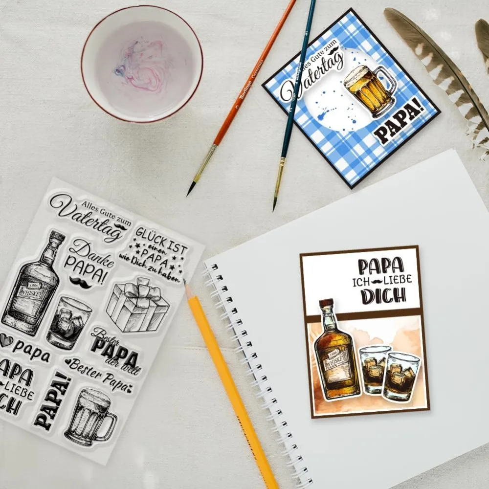 День отца немецкие высказывания прозрачные штампы для DIY скрапбукинга спасибо