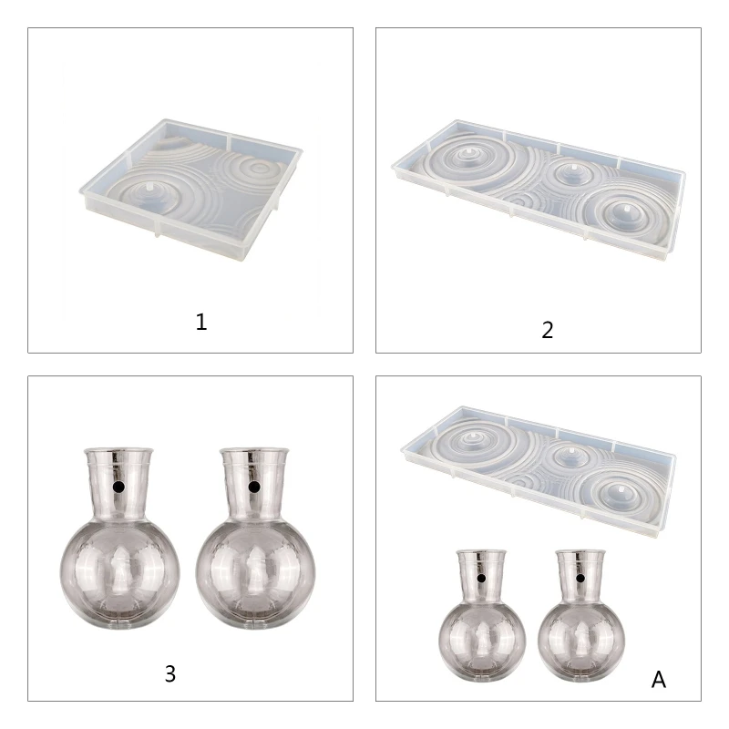 

Silicone Resin Fish Tank Tray Mold with Vase Cup Mat Mold Storage Box Mold