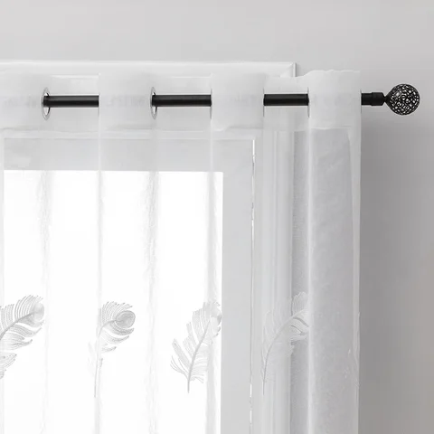 Современные прозрачные Занавески с вышивкой перьев для окна, короткие занавески, вуаль, тюль для кухни, спальни, гостиной, драпировка на половину окна