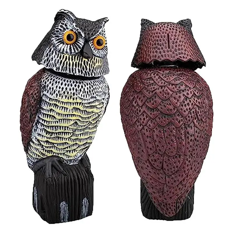 

Owl Decoys For Birds Deterrents Fake Owl Decoy Bird Scarecrow Sculpture 360 Swivel Head Bird Scare Hangings For Trees Barns Pond