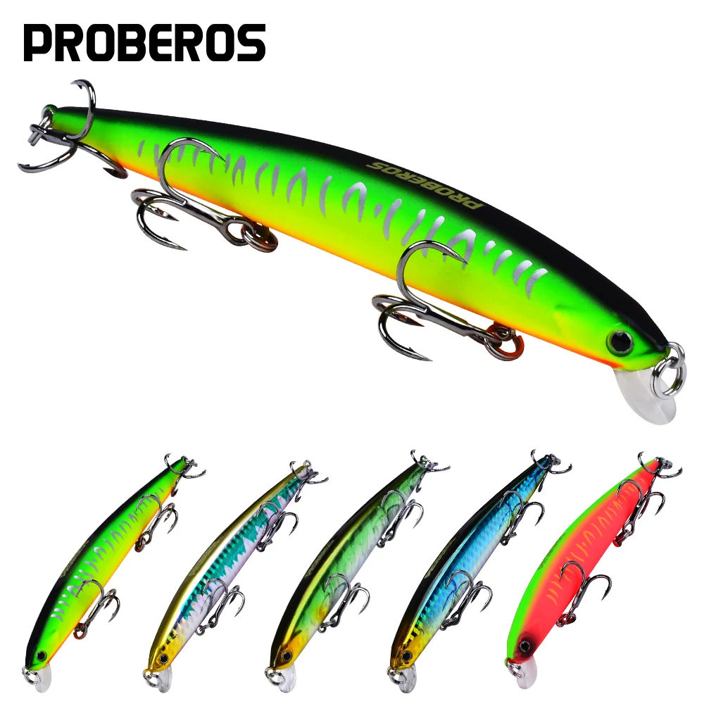 Фото Proberos, 1 шт., 12,5 см/4,92 дюйма, реалистичная длинная рыболовная приманка для гольяна, 16 г - с 3D глазами, тонущая кривошипная приманка с 3X тройными крючками №2
