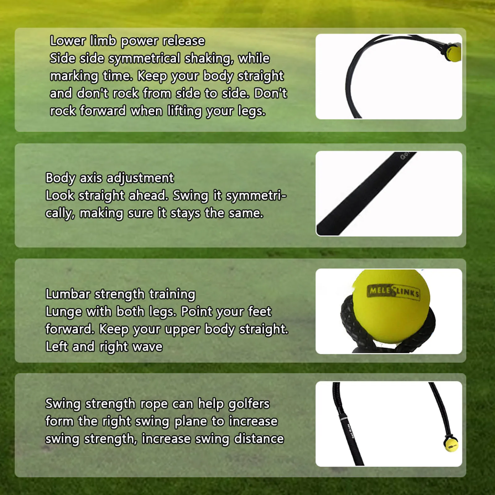 

Golf Swing Trainer Aid Stick Power Strength Tempo Training Exercise Universal For Adults/Children Indoor Outdoor Training