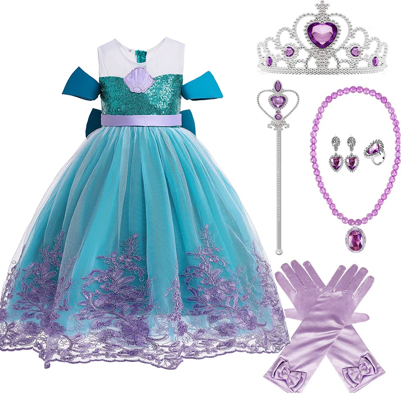 

Детский маскарадный костюм Русалочки, причудливое платье принцессы для девочек, детская летняя одежда для карнавала, дня рождения, Хэллоуи...