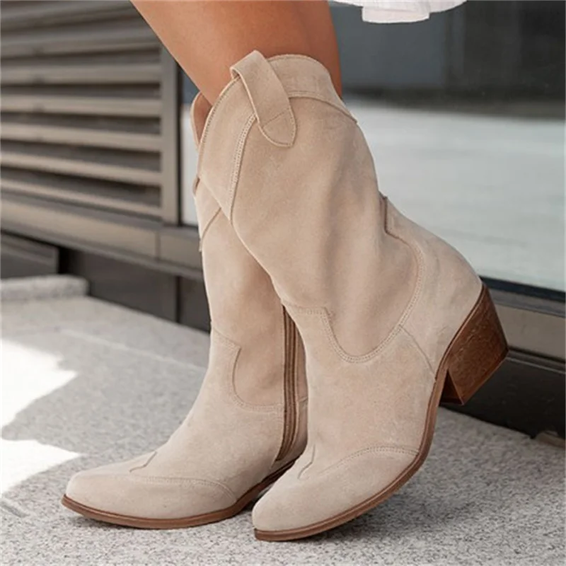 Women Ankle Boots 2022 New Designer Luxury Middle Heel Casual Women Shoes Elegant Winter Zipper Plus Size Lady Low Boots