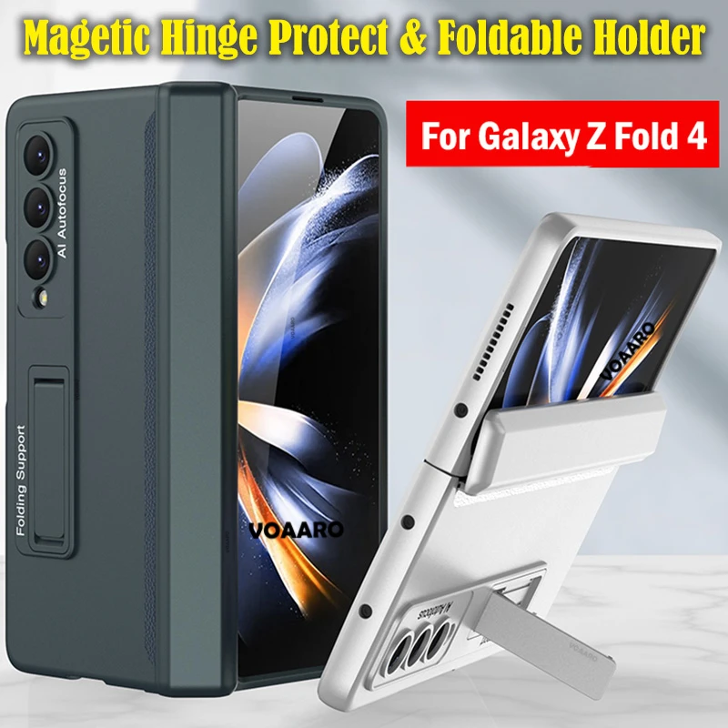 Magnet Hinge Coverage Protection Phone Case for Samsung Galaxy Z Fold 4 5G Armor Case Fold 4 Protect Cover with Bracket holder