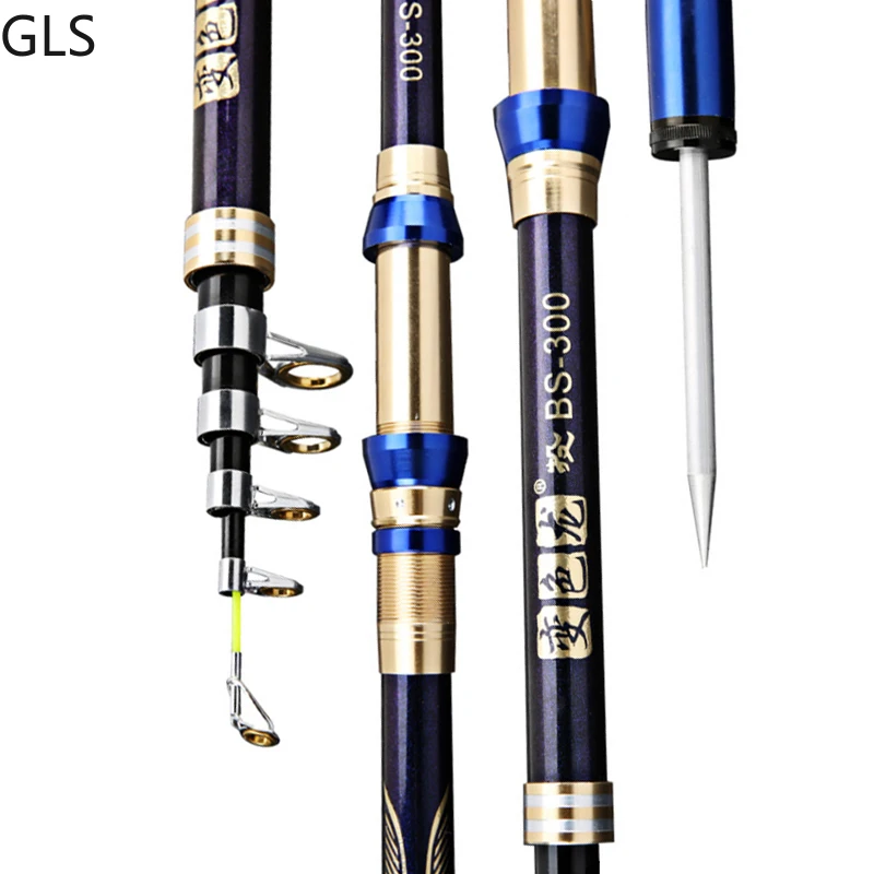 

GLS Brand New Carbon Body Metal Wheel Base Telescopic Rod 2.1m 2.4m 2.7m 3.0m 3.6m Saltwater/Freshwater Fishing Rod