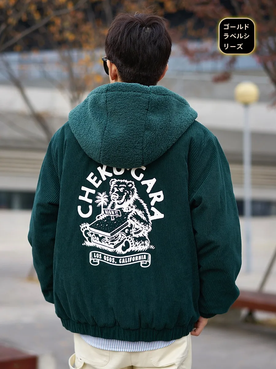 [В наличии] Cookawu Зимняя черновато-зеленая вельветовая лоскутная берберская