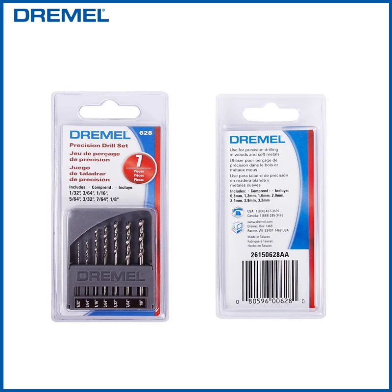 

Dremel 628-01 Прецизионный набор сверл из 7 шт. 0,8-3,2 мм Деревообработка Сверление Работа с электрической шлифовальной машиной Dremel