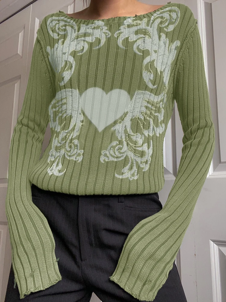 Rockmore винтажные свитера с принтом женские повседневные вязаные джемперы осенний