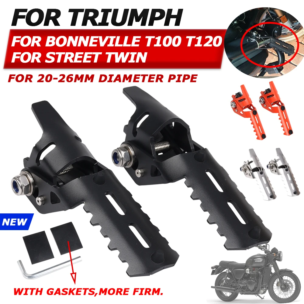 

For TRIUMPH BONNEVILLE T100 T120 T 120 100 Street Twin Motorcycle Accessories Front Foot Pegs Rests Footrests Clamps Footpegs
