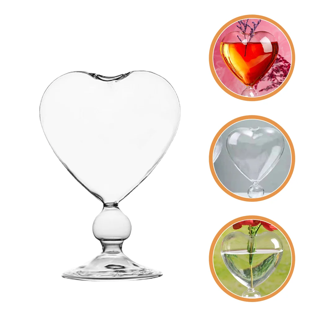 

Vase Flower Hydroponic Heart Vases Cup Shaped Clear Terrarium Planter Container Propagation Pot Arrangement Holder Desktop