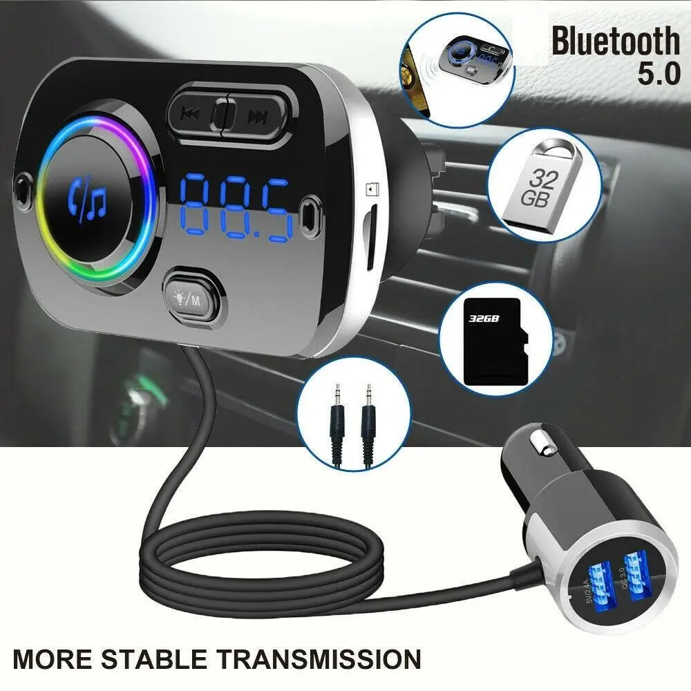 

Universal Car Bluetooth Fm Transmitter Car Double Usb Charger Mp3 Player Audio Player Built-in Microphone