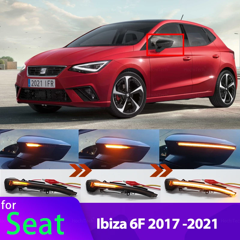 

Dynamic Scroll Black LED Turn Signal Light Sequential Mirror Indicator Blinker Light for seat Ibiza 6F 2017 2018 2019