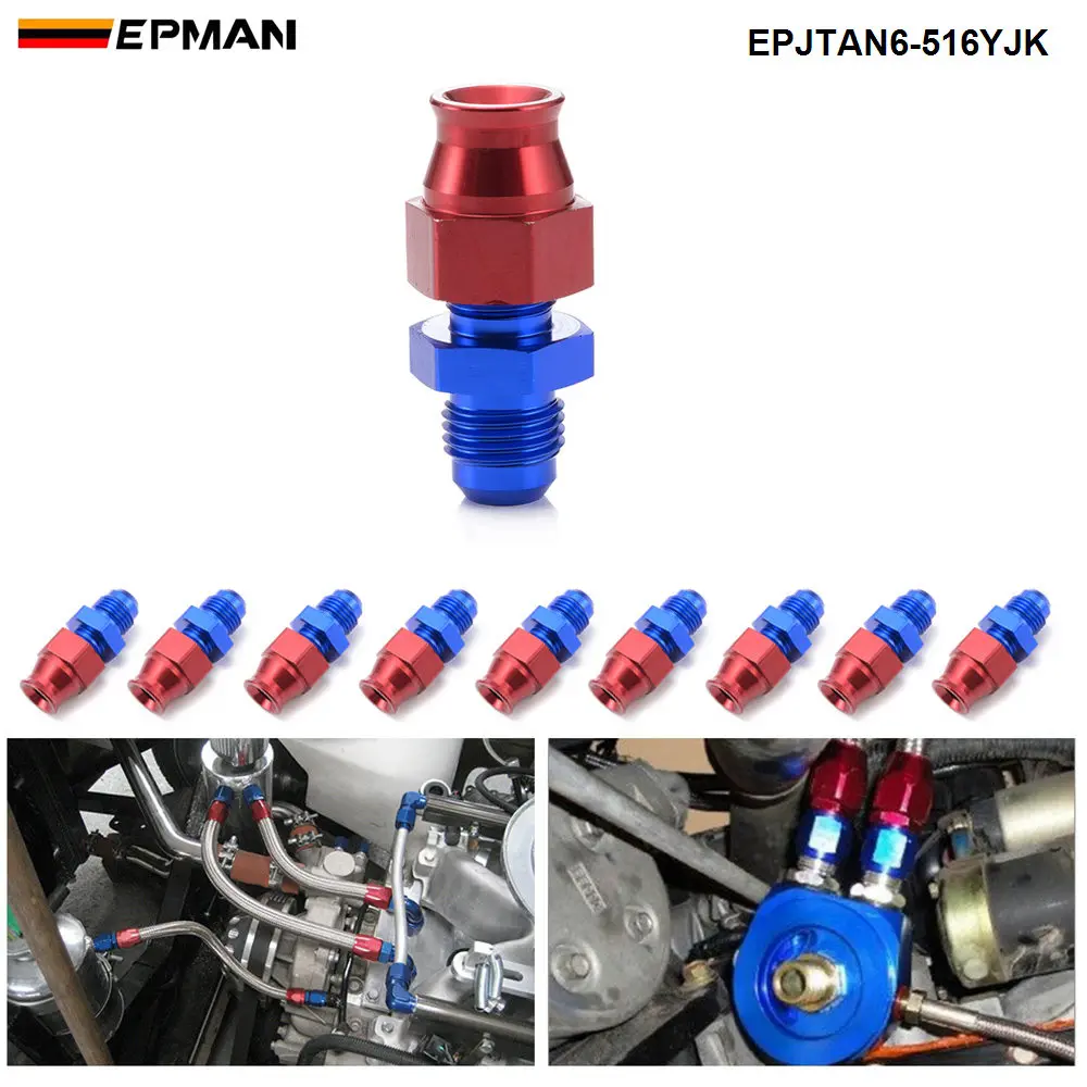 

EPMAN 10PCS 6AN Male To 5/16" Straight Tube Hardline Fuel Line Fitting Adapter Tubing Compression EPJTAN6-516YJK