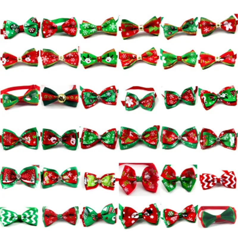 

60pcs Christmas Pet Bowtie Handmade Bowknot Necktie Collar Bow Ties Festival Ties Dog grooming Accessories Supplies